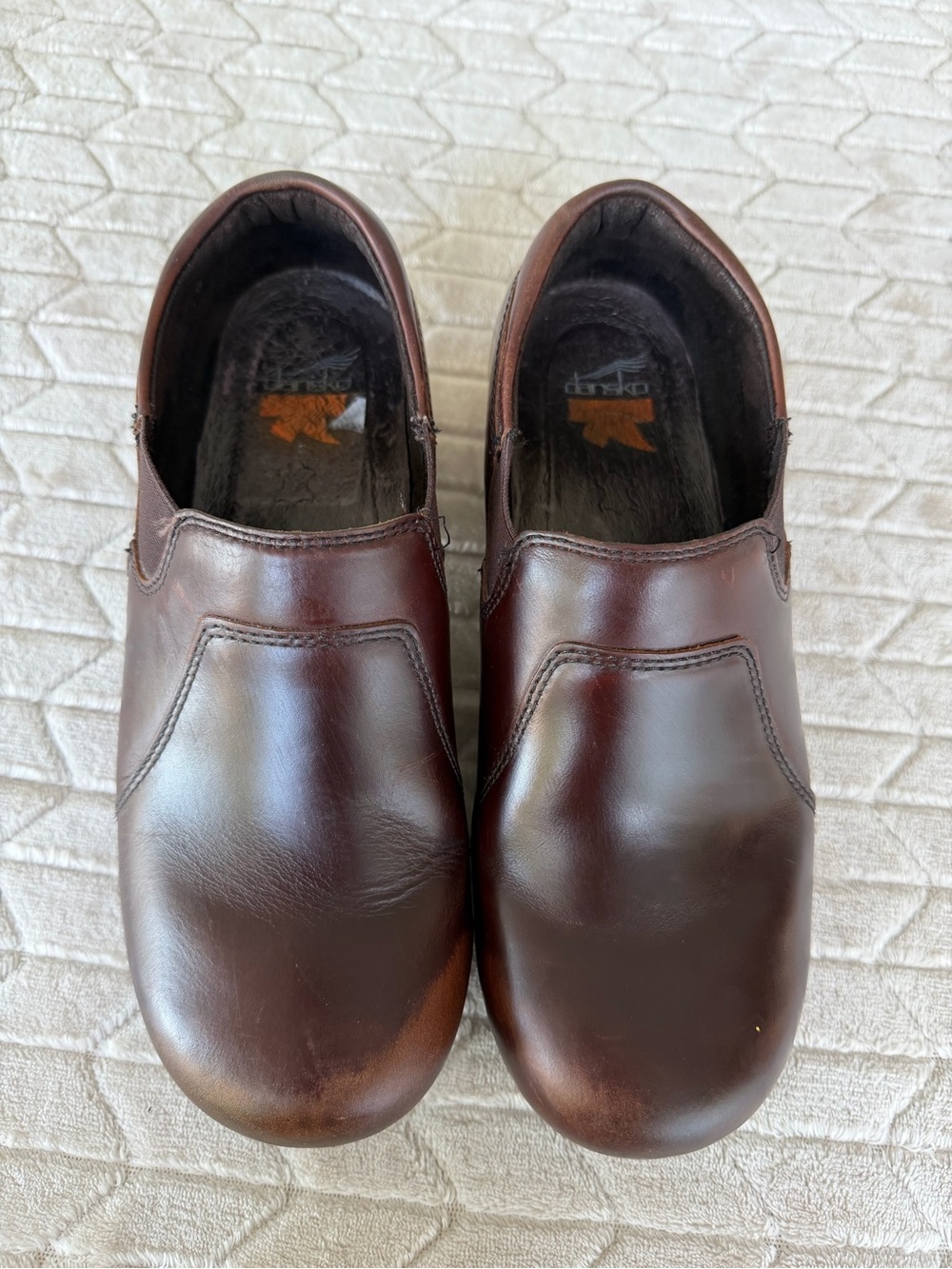 Dansko XP Brown Leather Slip-On Clogs Slip Resistant Distressed size 39